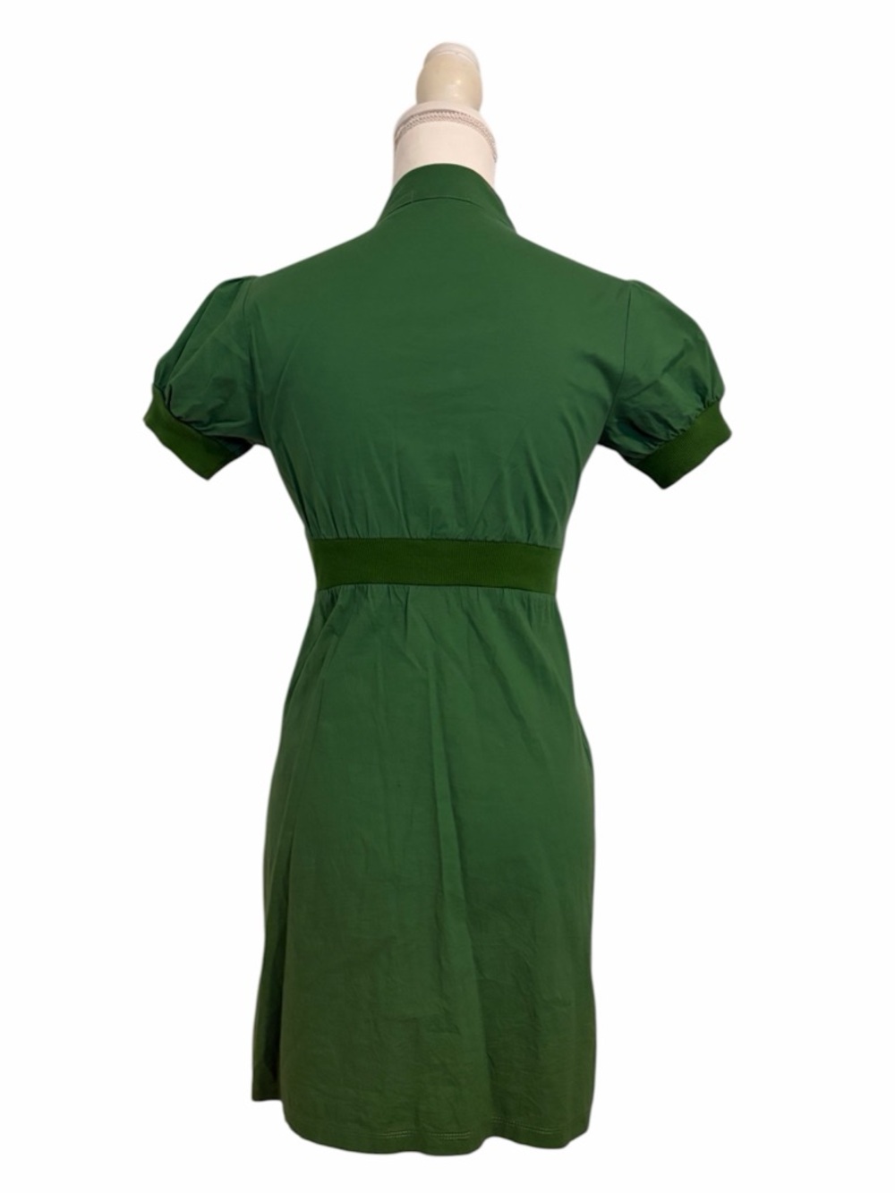 BeBop Green Short-Sleeve Empire-Waist Midi Summer Dress Women’s Small (fitted) - Picture 5 of 11
